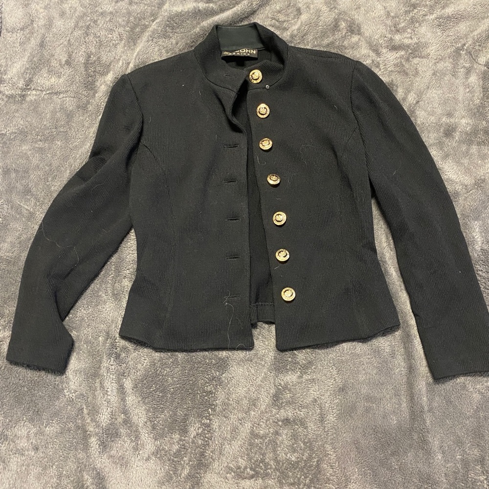 St. John black jacket with gold detailing